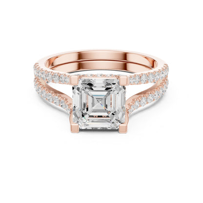 Asscher Accented Lab Grown Diamond Engagement Ring