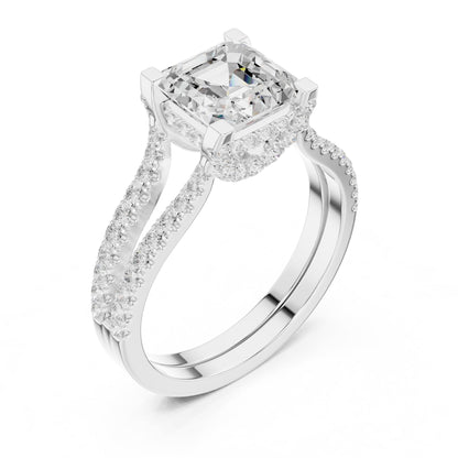 Asscher Accented Lab Grown Diamond Engagement Ring