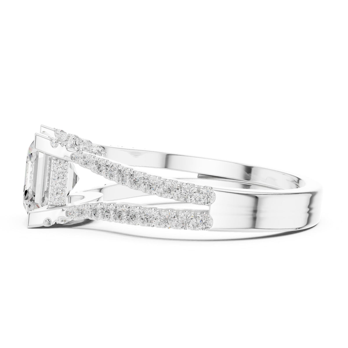 Asscher Accented Lab Grown Diamond Engagement Ring