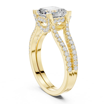 Asscher Accented Lab Grown Diamond Engagement Ring