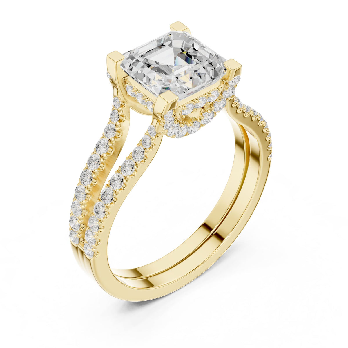 Asscher Accented Lab Grown Diamond Engagement Ring