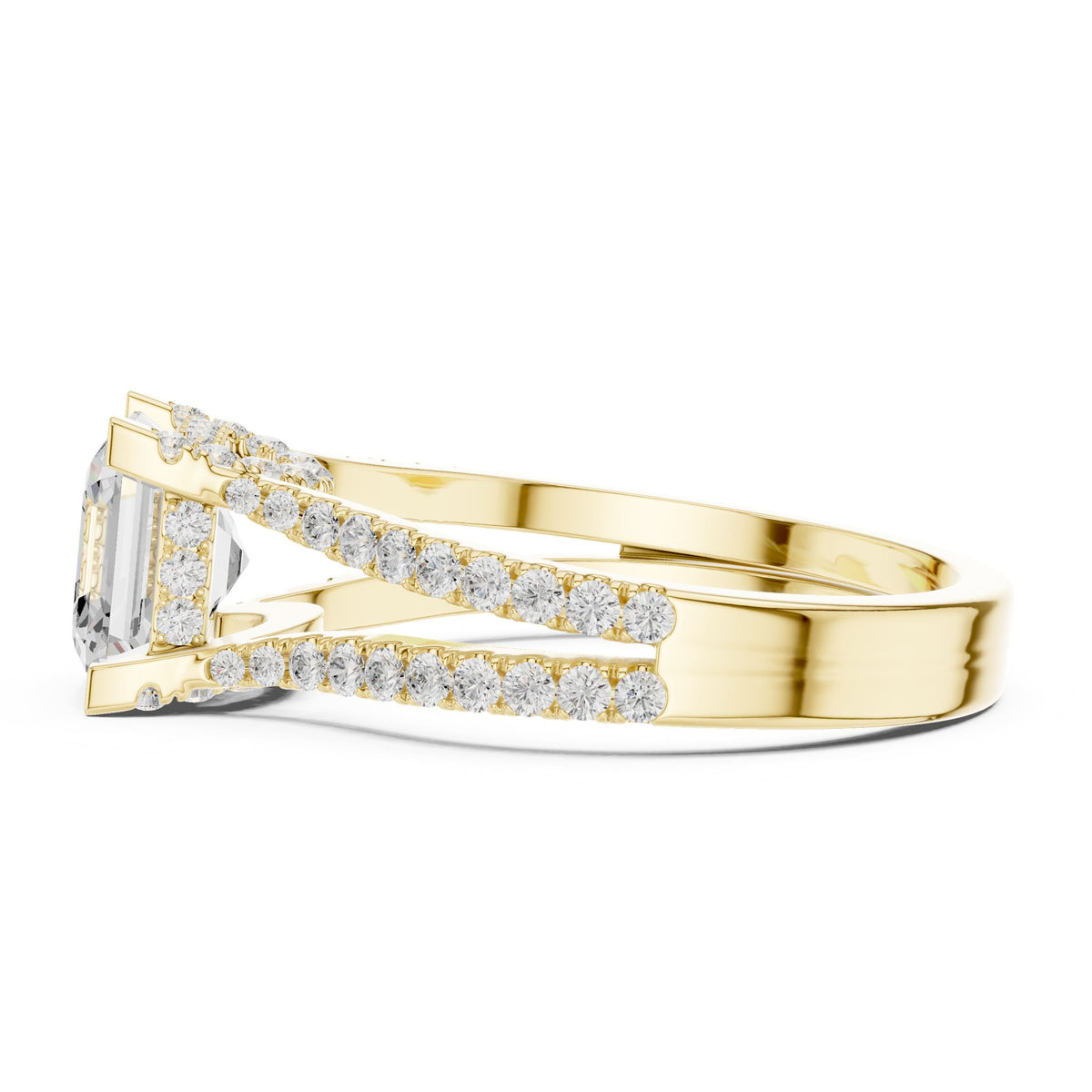 Asscher Accented Lab Grown Diamond Engagement Ring