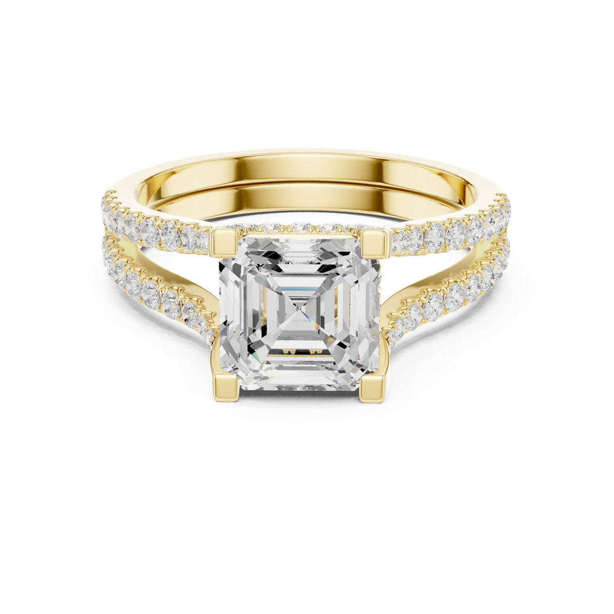 Asscher Accented Lab Grown Diamond Engagement Ring