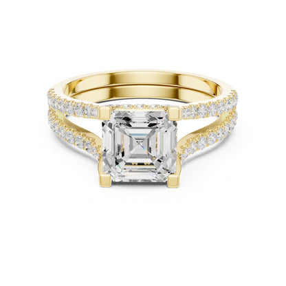 Asscher Accented Lab Grown Diamond Engagement Ring