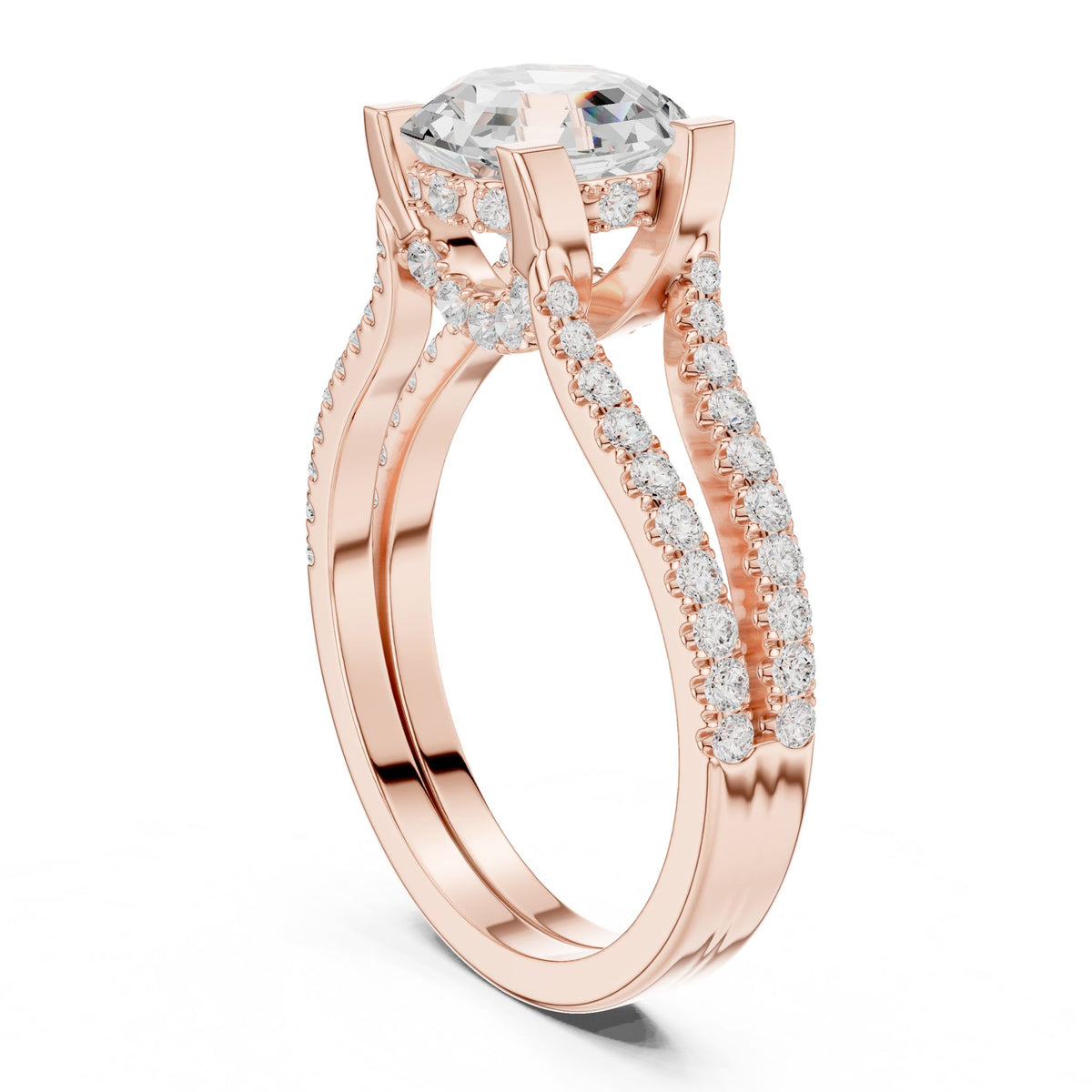 Asscher Accented Lab Grown Diamond Engagement Ring