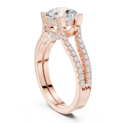 Asscher Accented Lab Grown Diamond Engagement Ring