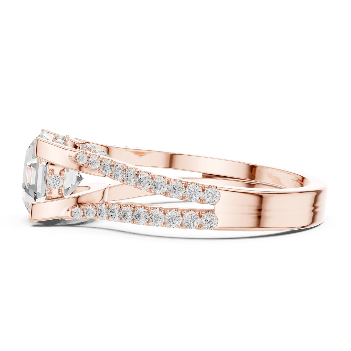 Asscher Accented Lab Grown Diamond Engagement Ring