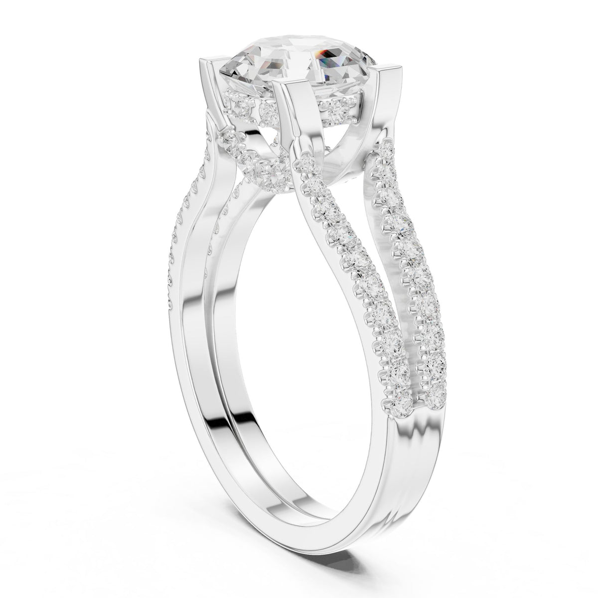 Asscher Accented Lab Grown Diamond Engagement Ring