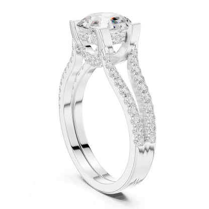 Asscher Accented Lab Grown Diamond Engagement Ring