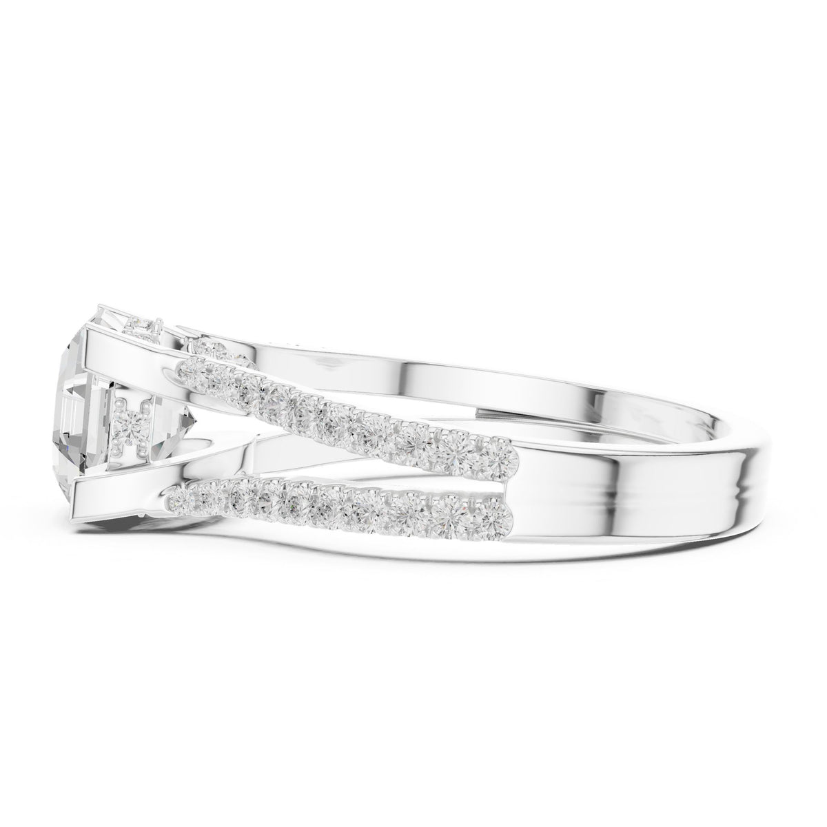 Asscher Accented Lab Grown Diamond Engagement Ring