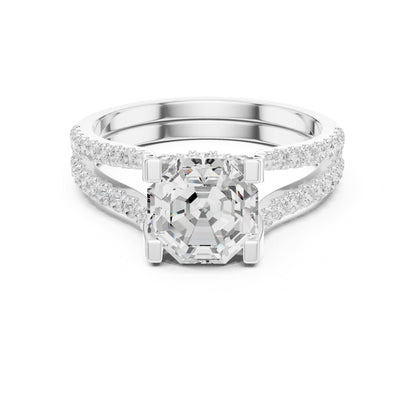 Asscher Accented Lab Grown Diamond Engagement Ring