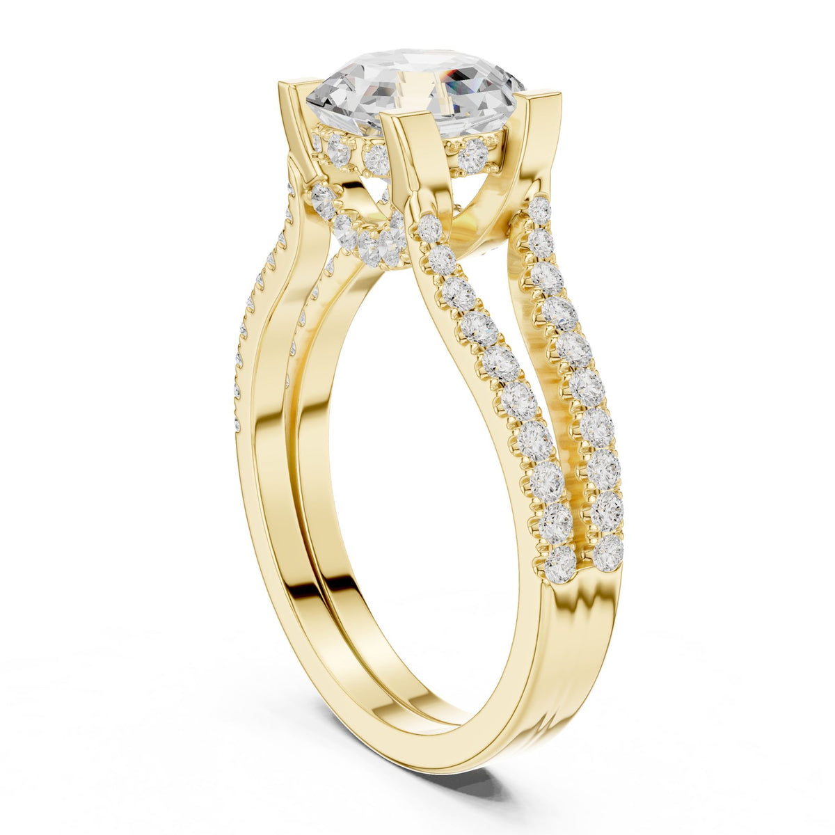 Asscher Accented Lab Grown Diamond Engagement Ring