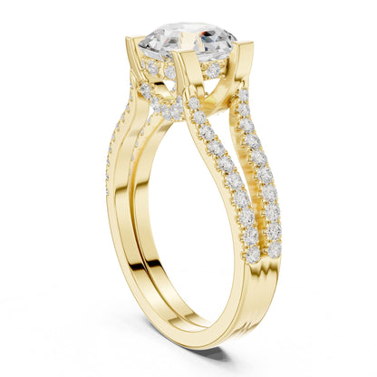 Asscher Accented Lab Grown Diamond Engagement Ring