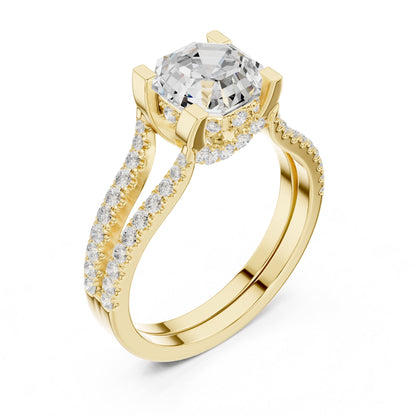Asscher Accented Lab Grown Diamond Engagement Ring