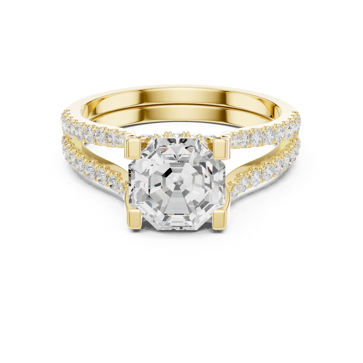 Asscher Accented Lab Grown Diamond Engagement Ring