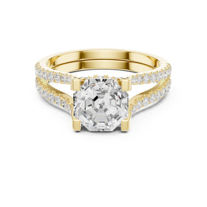 Asscher Accented Lab Grown Diamond Engagement Ring