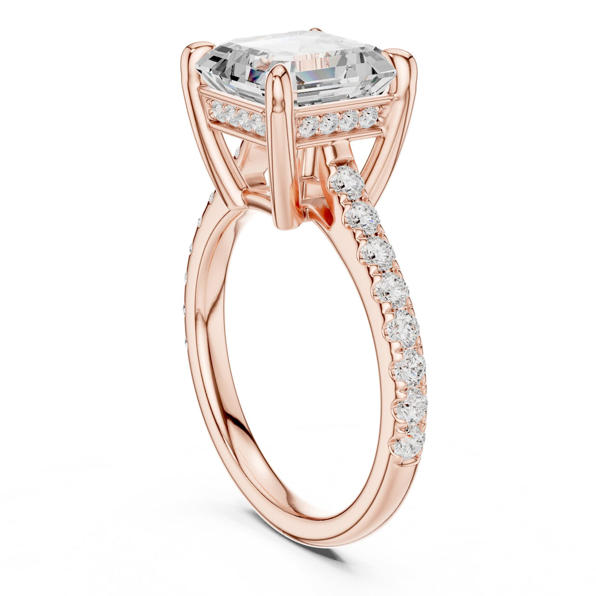 Asscher Accented Lab Grown Diamond Engagement Ring