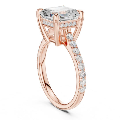 Asscher Accented Lab Grown Diamond Engagement Ring
