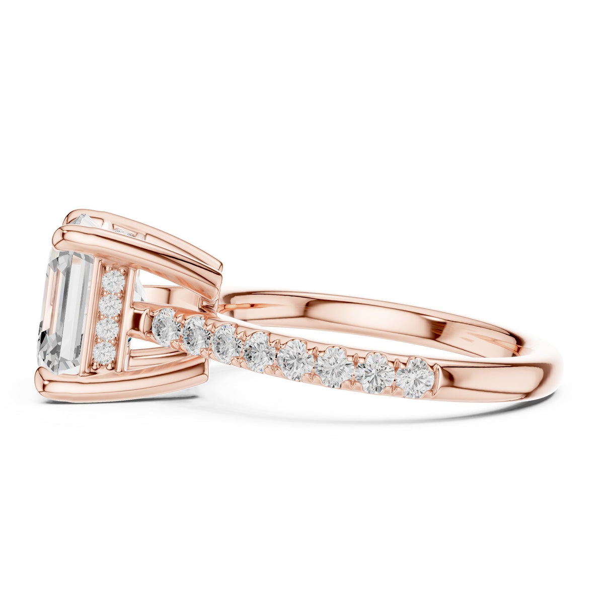 Asscher Accented Lab Grown Diamond Engagement Ring