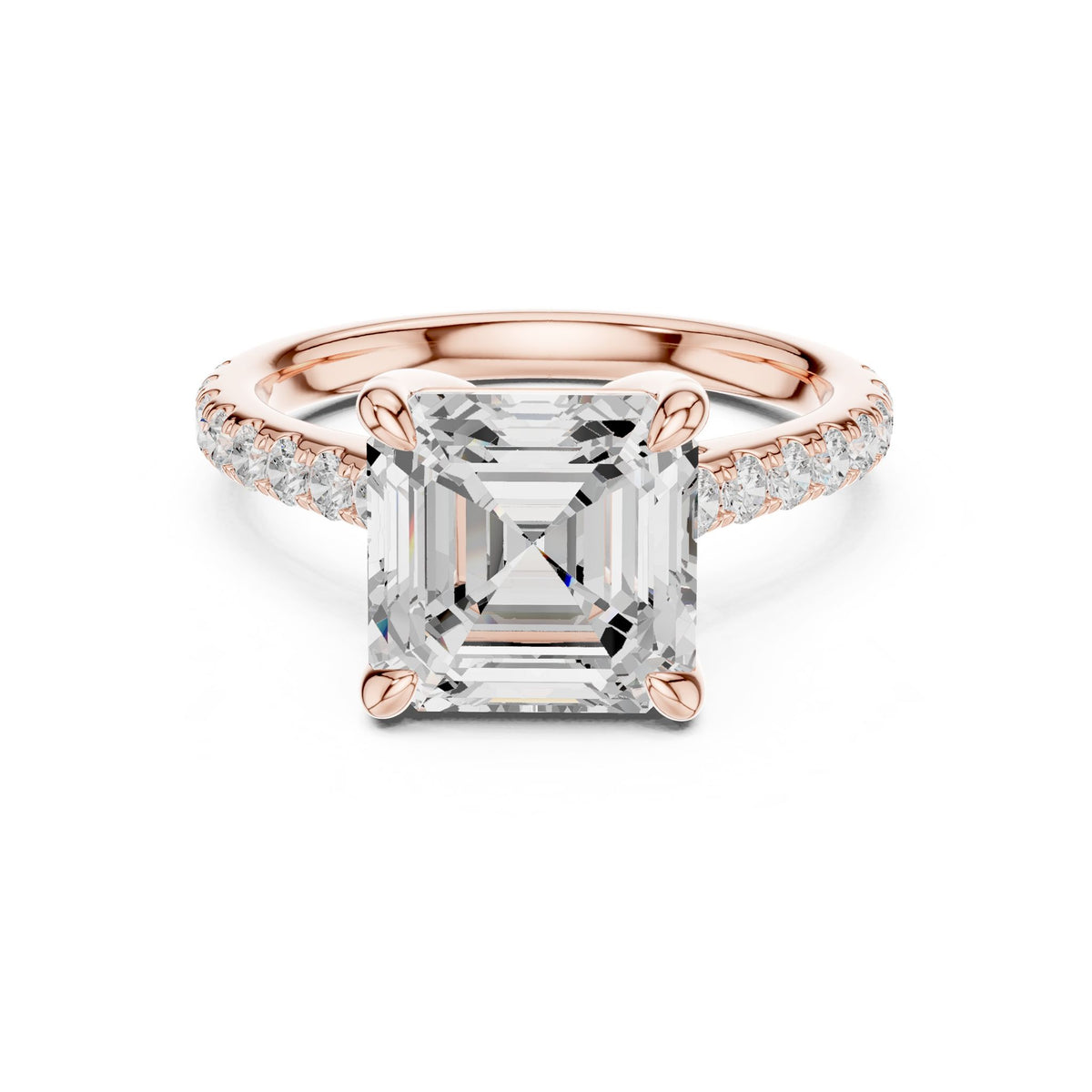 Asscher Accented Lab Grown Diamond Engagement Ring