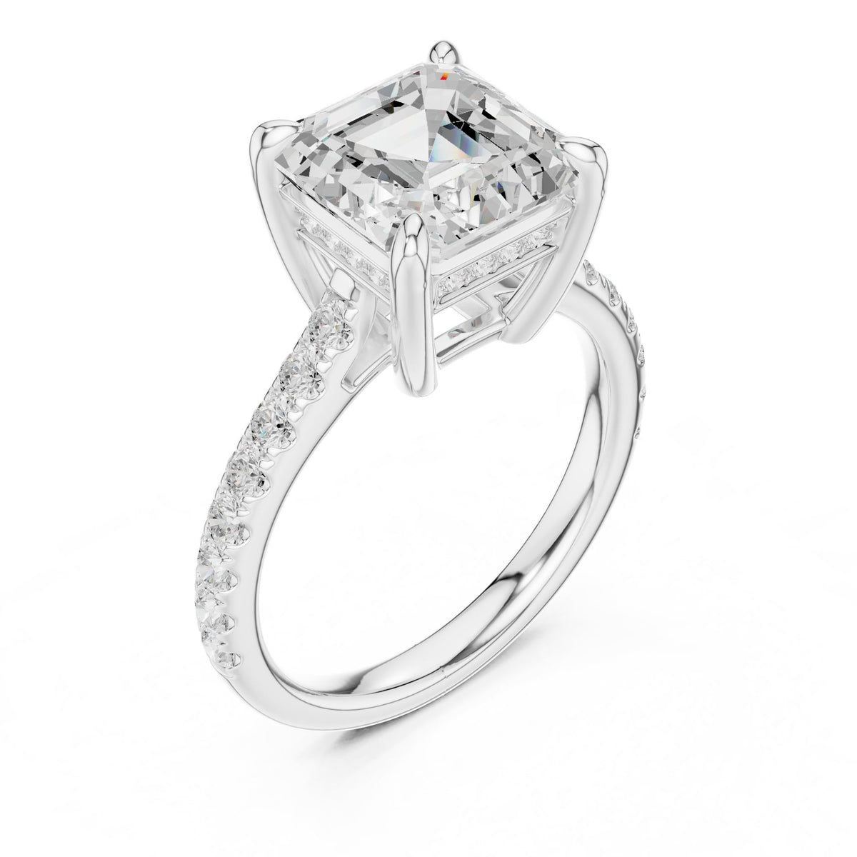 Asscher Accented Lab Grown Diamond Engagement Ring