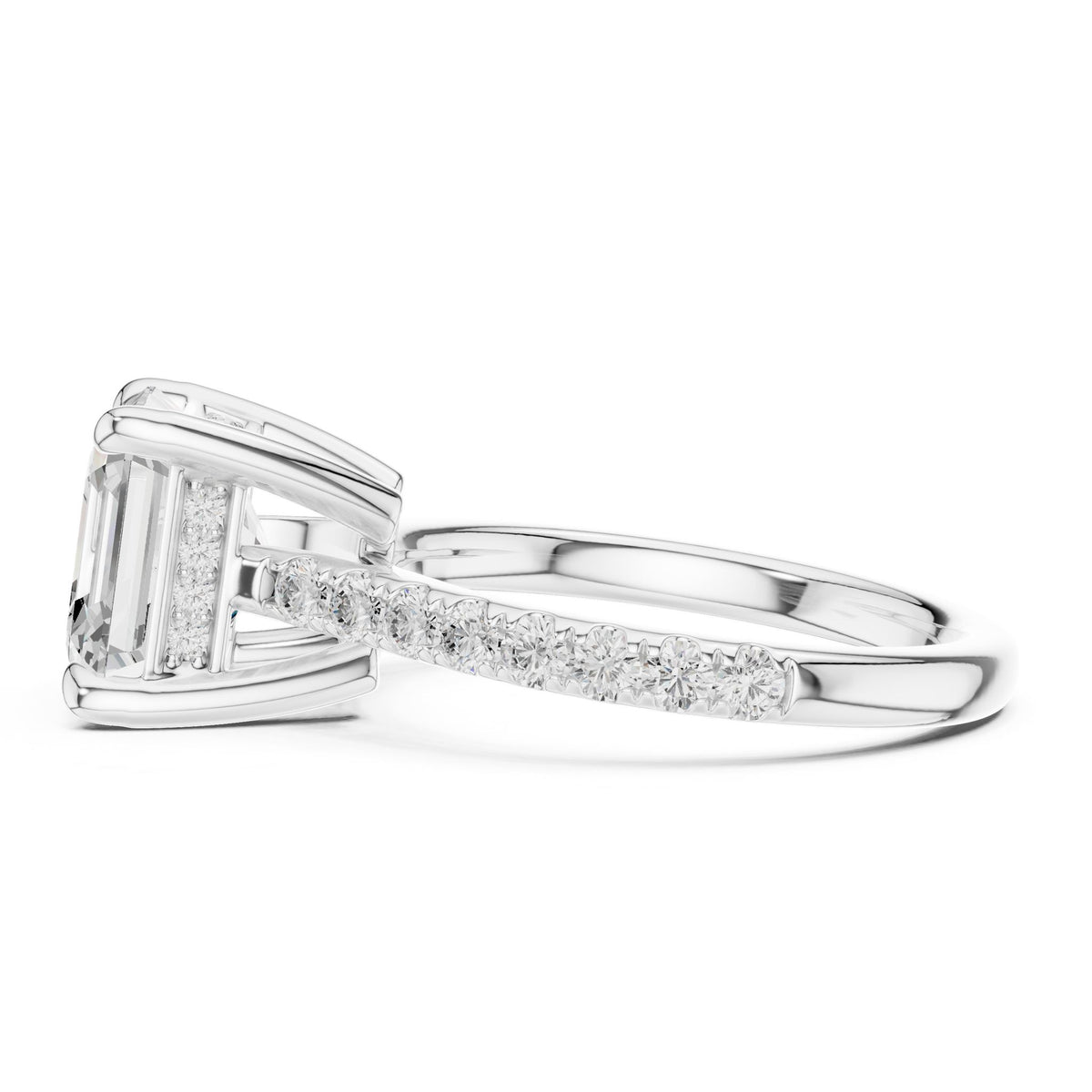 Asscher Accented Lab Grown Diamond Engagement Ring