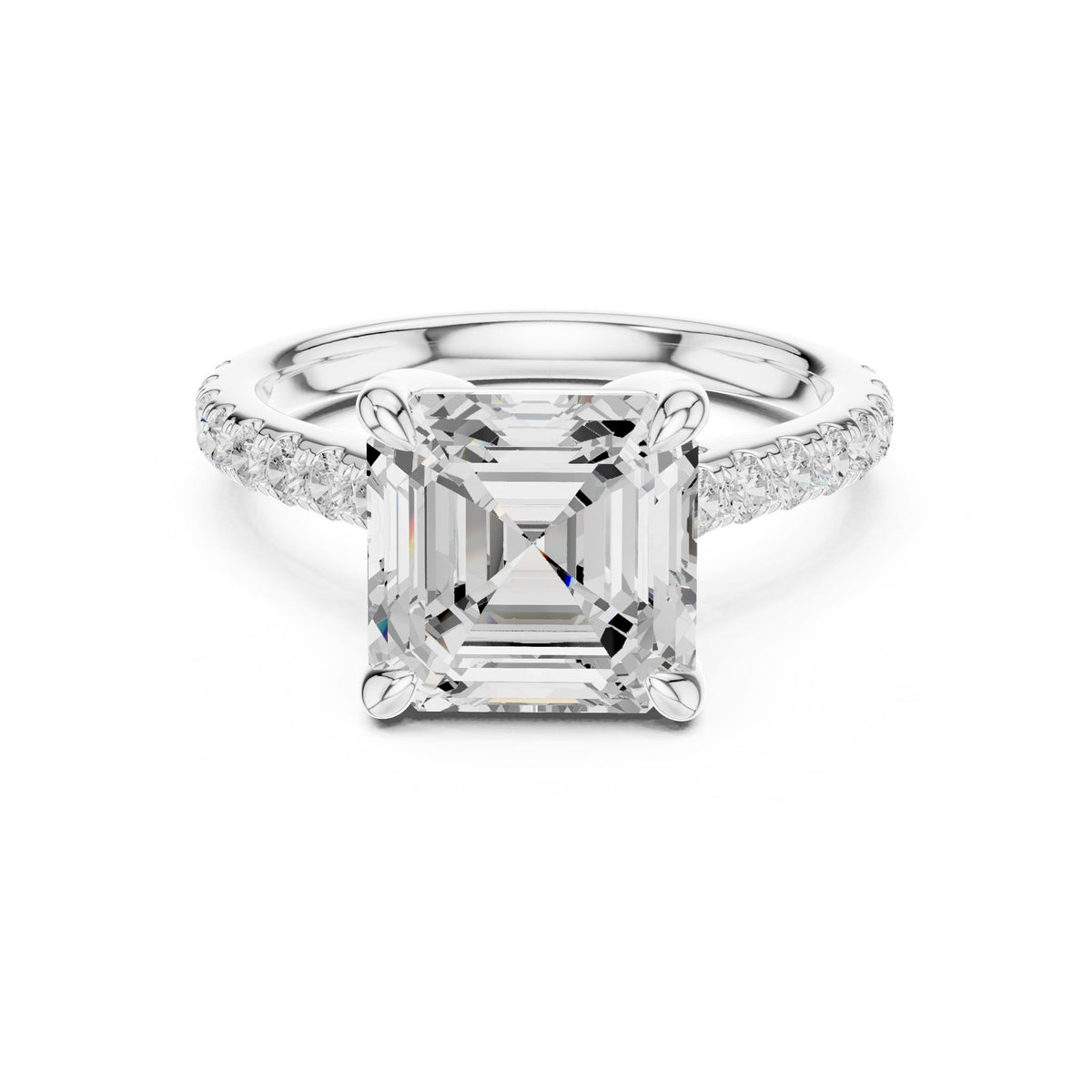 Asscher Accented Lab Grown Diamond Engagement Ring