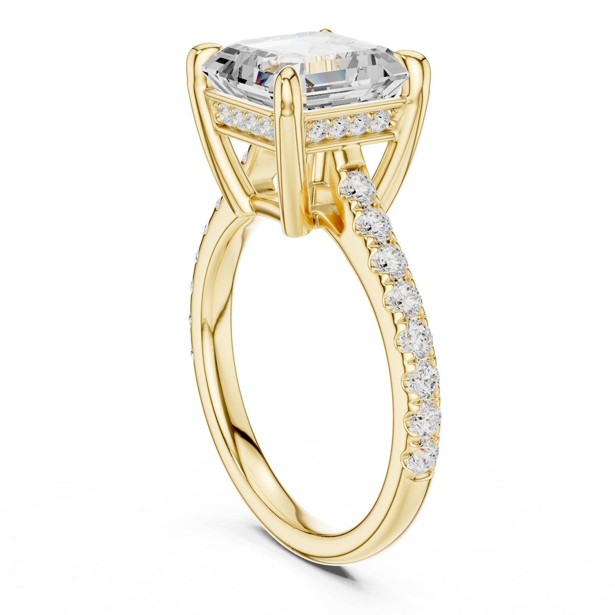 Asscher Accented Lab Grown Diamond Engagement Ring