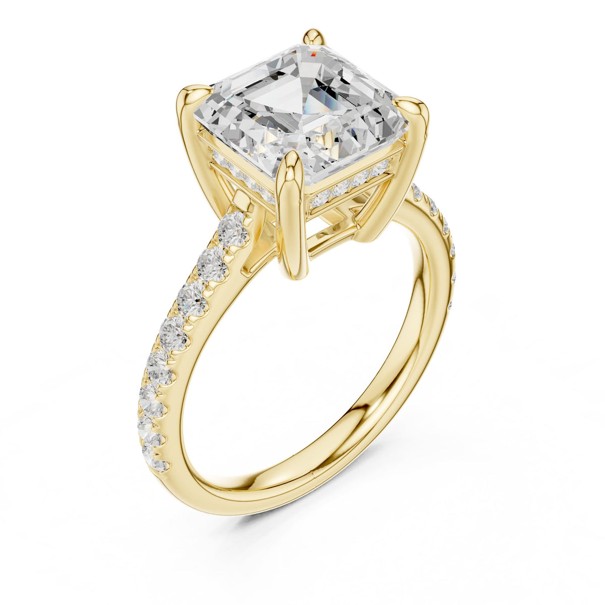 Asscher Accented Lab Grown Diamond Engagement Ring
