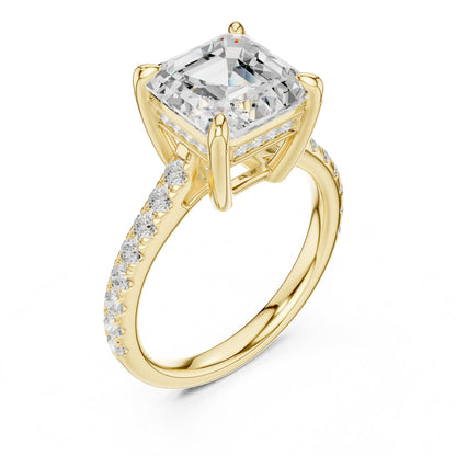 Asscher Accented Lab Grown Diamond Engagement Ring