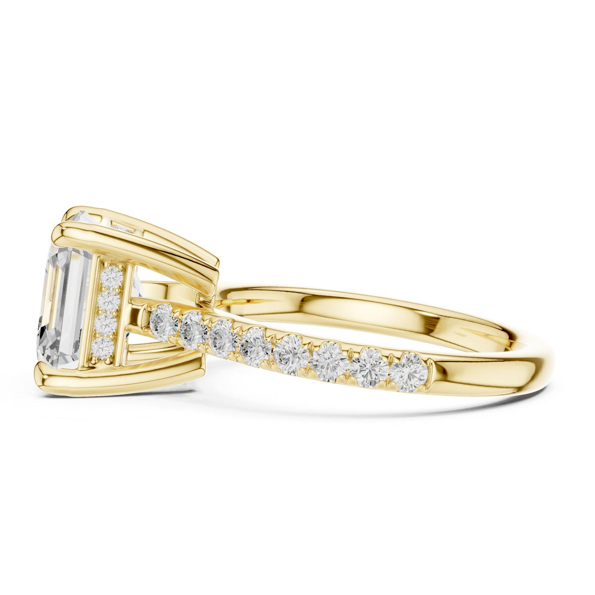 Asscher Accented Lab Grown Diamond Engagement Ring