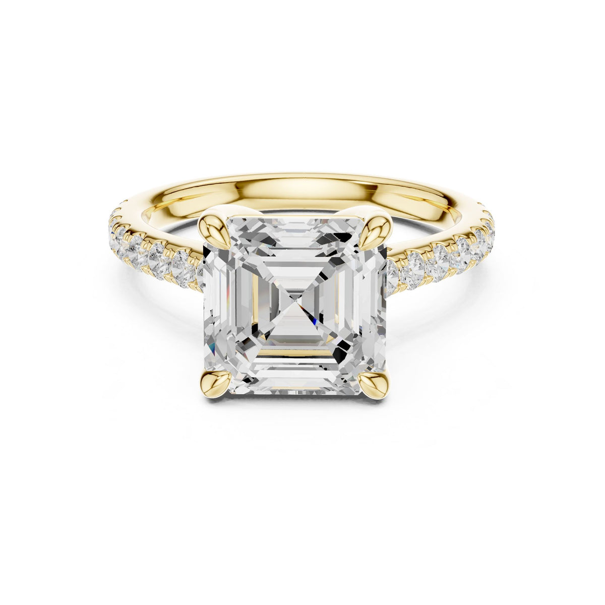 Asscher Accented Lab Grown Diamond Engagement Ring