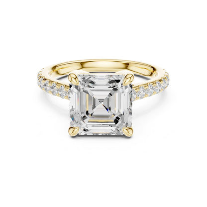 Asscher Accented Lab Grown Diamond Engagement Ring