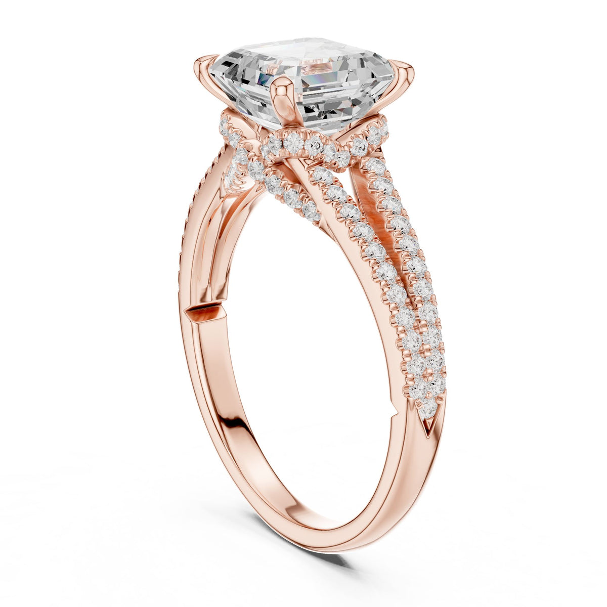 Asscher Accented Lab Grown Diamond Engagement Ring