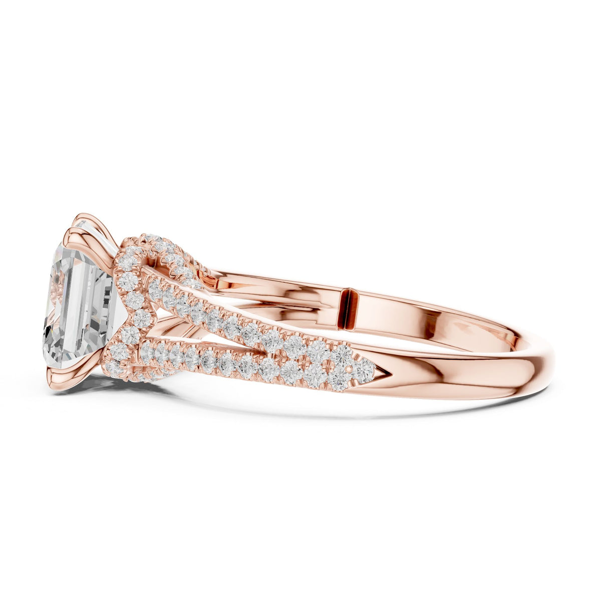 Asscher Accented Lab Grown Diamond Engagement Ring