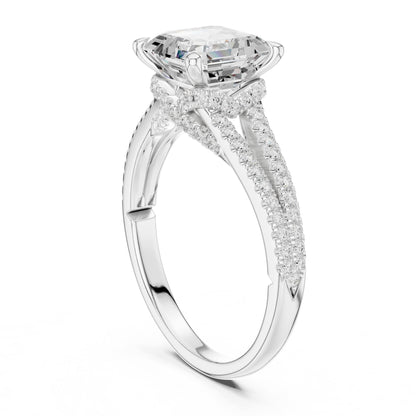 Asscher Accented Lab Grown Diamond Engagement Ring