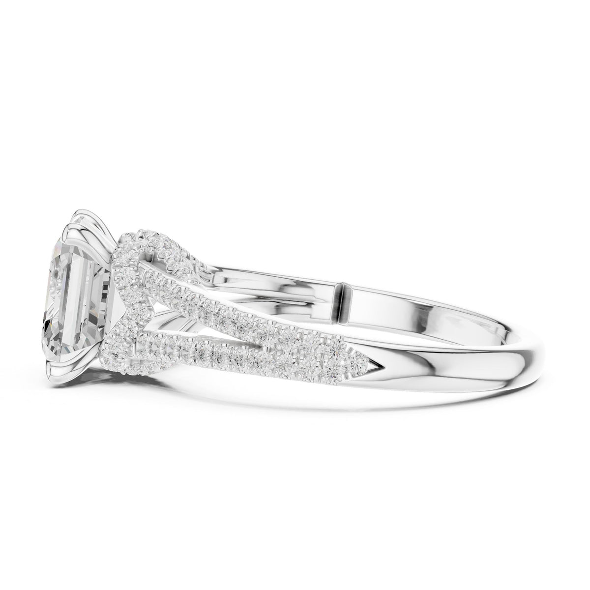Asscher Accented Lab Grown Diamond Engagement Ring