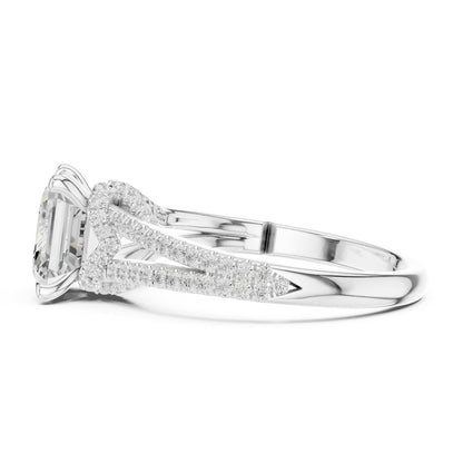 Asscher Accented Lab Grown Diamond Engagement Ring