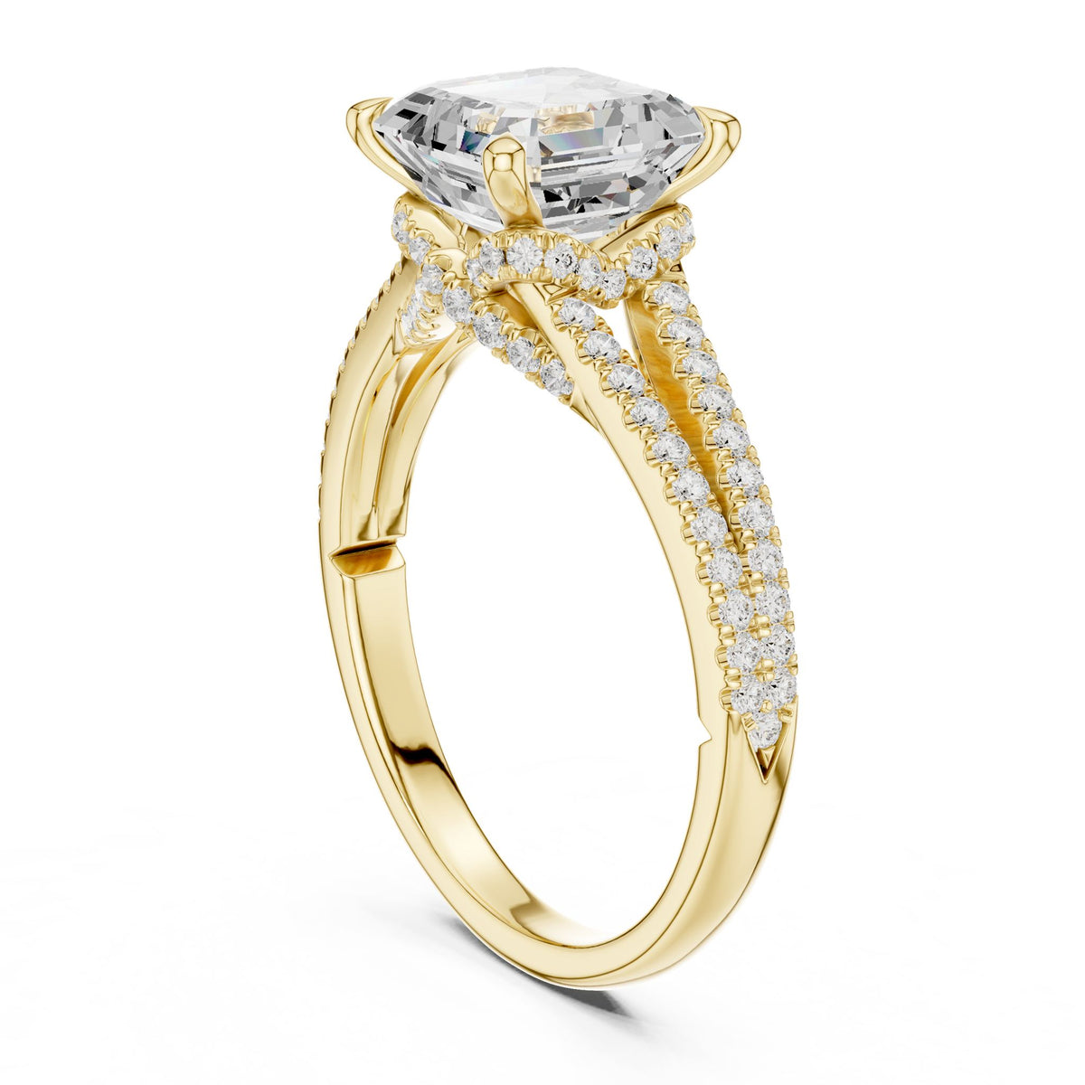 Asscher Accented Lab Grown Diamond Engagement Ring