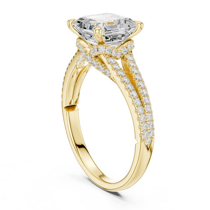 Asscher Accented Lab Grown Diamond Engagement Ring