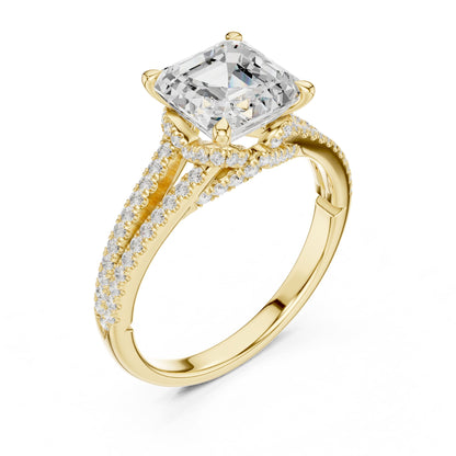 Asscher Accented Lab Grown Diamond Engagement Ring