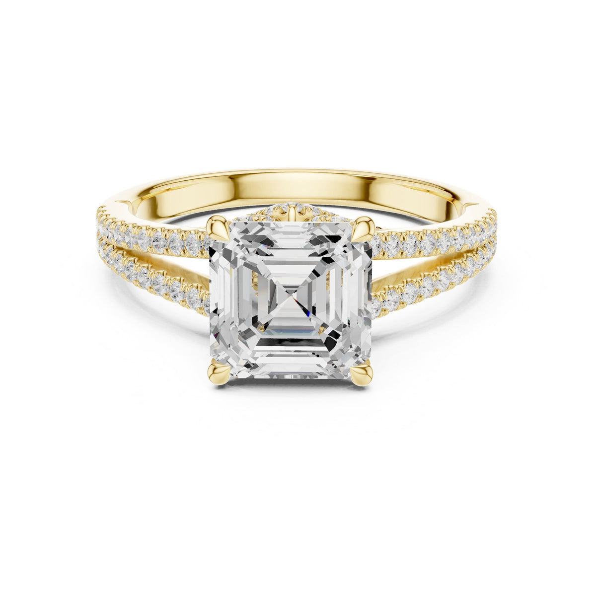 Asscher Accented Lab Grown Diamond Engagement Ring