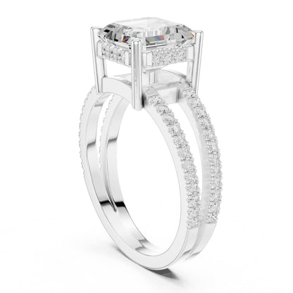 Asscher Accented Lab Grown Diamond Engagement Ring