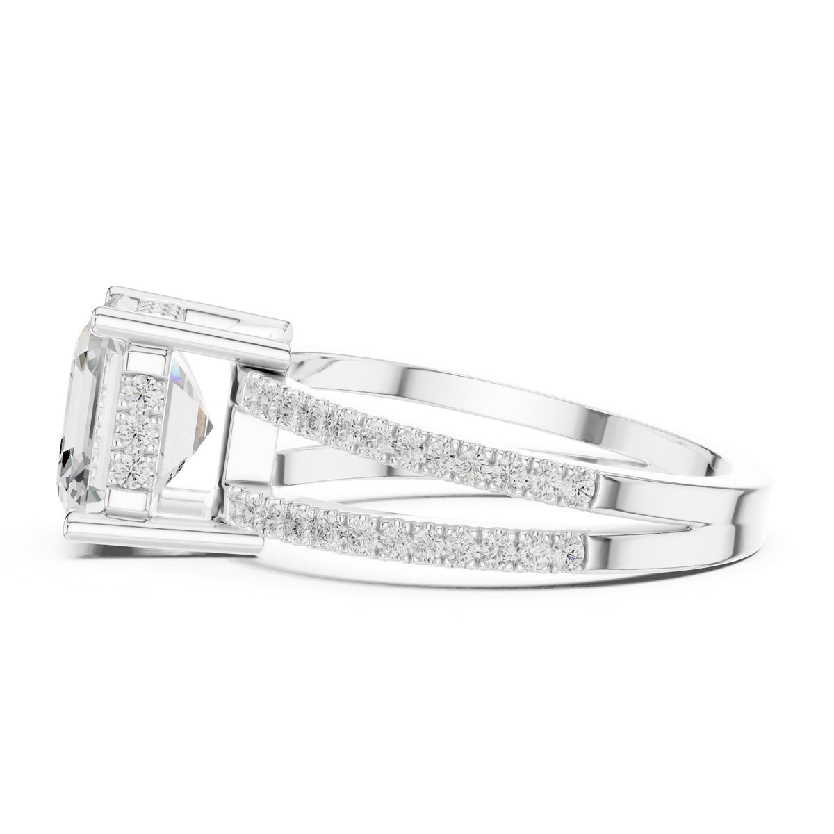 Asscher Accented Lab Grown Diamond Engagement Ring