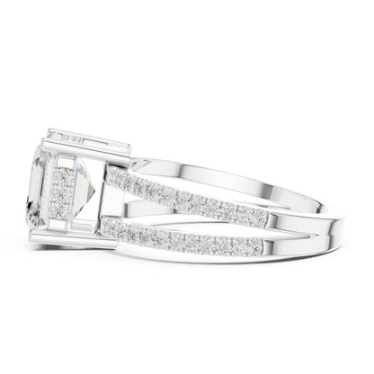 Asscher Accented Lab Grown Diamond Engagement Ring