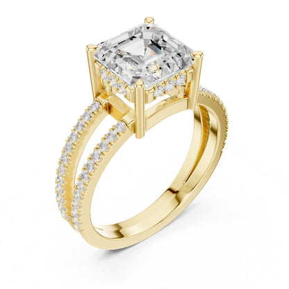 Asscher Accented Lab Grown Diamond Engagement Ring