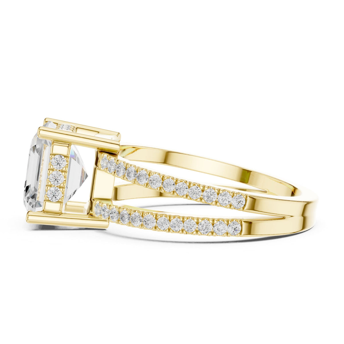 Asscher Accented Lab Grown Diamond Engagement Ring