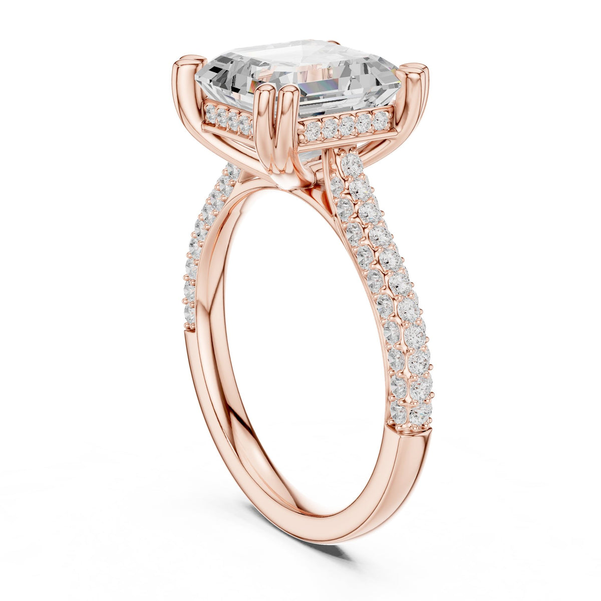 Asscher Accented Lab Grown Diamond Engagement Ring