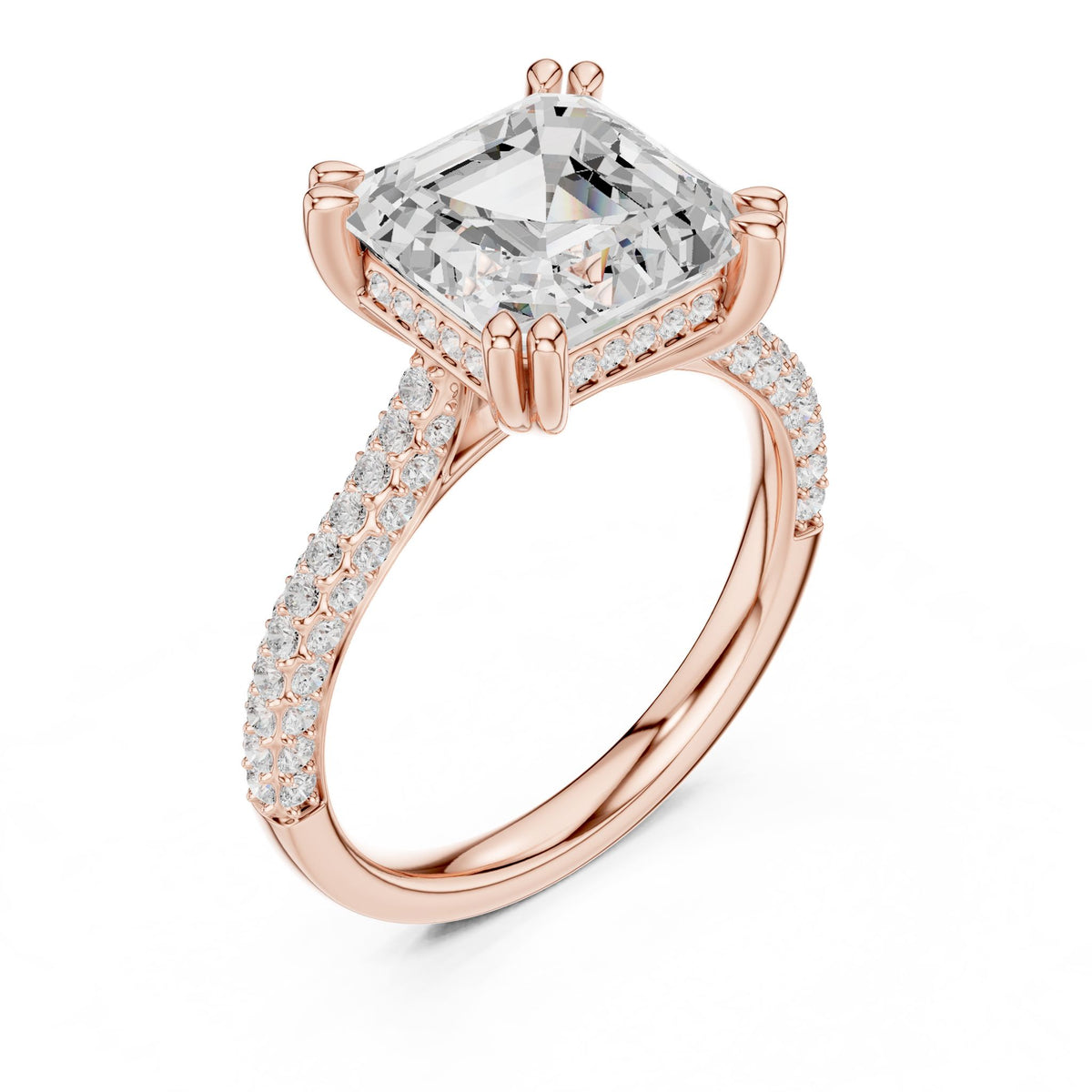 Asscher Accented Lab Grown Diamond Engagement Ring