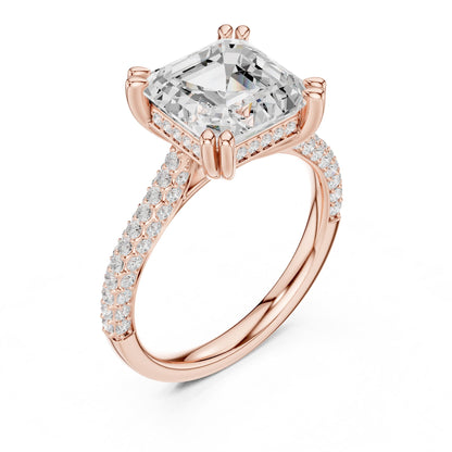 Asscher Accented Lab Grown Diamond Engagement Ring